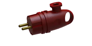 Вилка переносная угловая с кольцом каучук В 16-002 (красный) с заземлением ВЭТП0006
