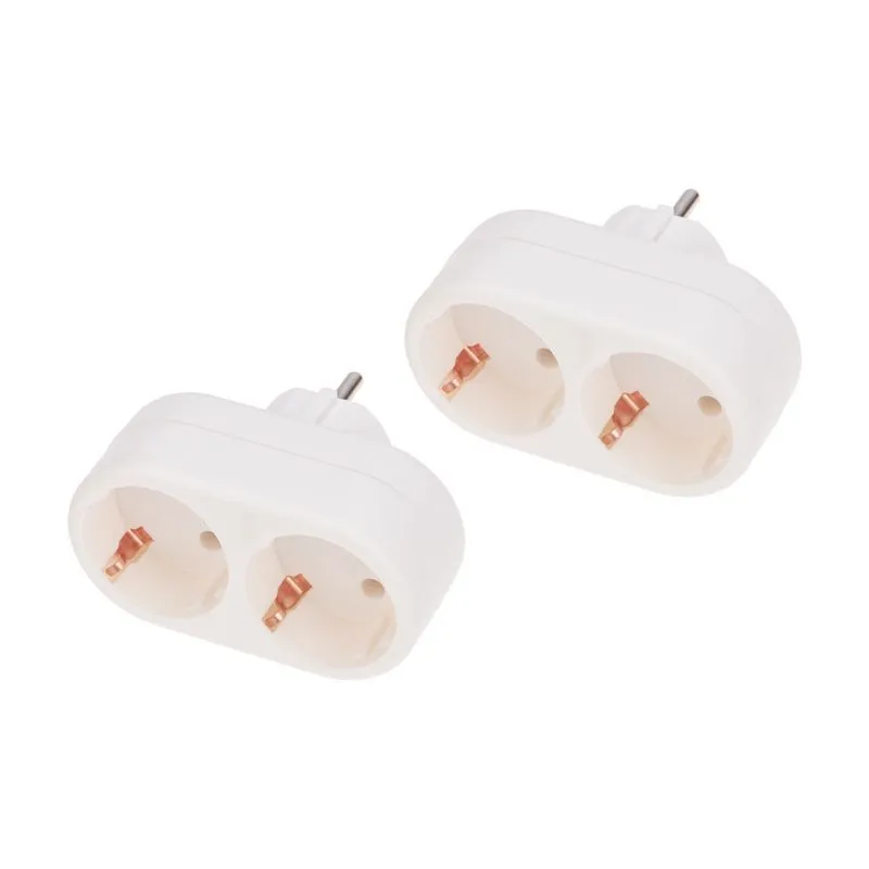 Набор двойников электрических 16А с/з вертикальные, белый (2 шт./уп.) REXANT 11-1075-2