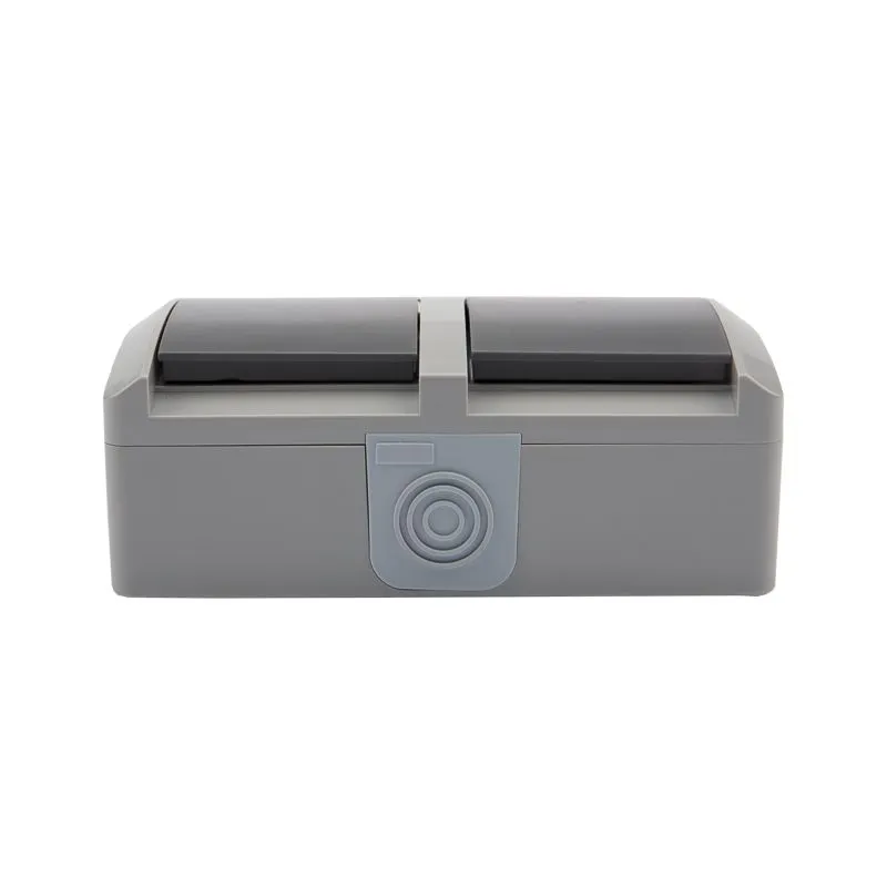 Блок горизонтальный 2 розетки (керамика) INDUSTRIAL IP54 с/з, о/у, серый KRANZ - Фото 2