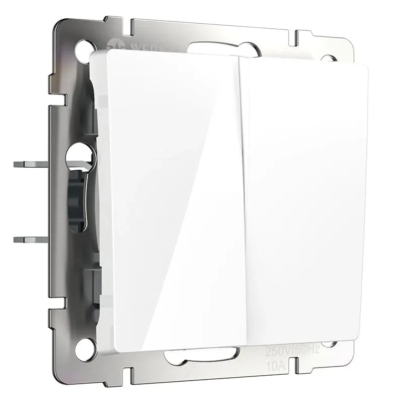 Выключатель двухклавишный проходной (белый) Werkel