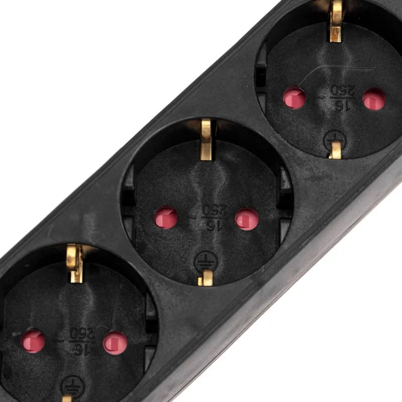 Удлинитель STANDARD 3 гнезда, 1,5м, 3х1,0мм², с/з, с выключателем, черный REXANT - Фото 4