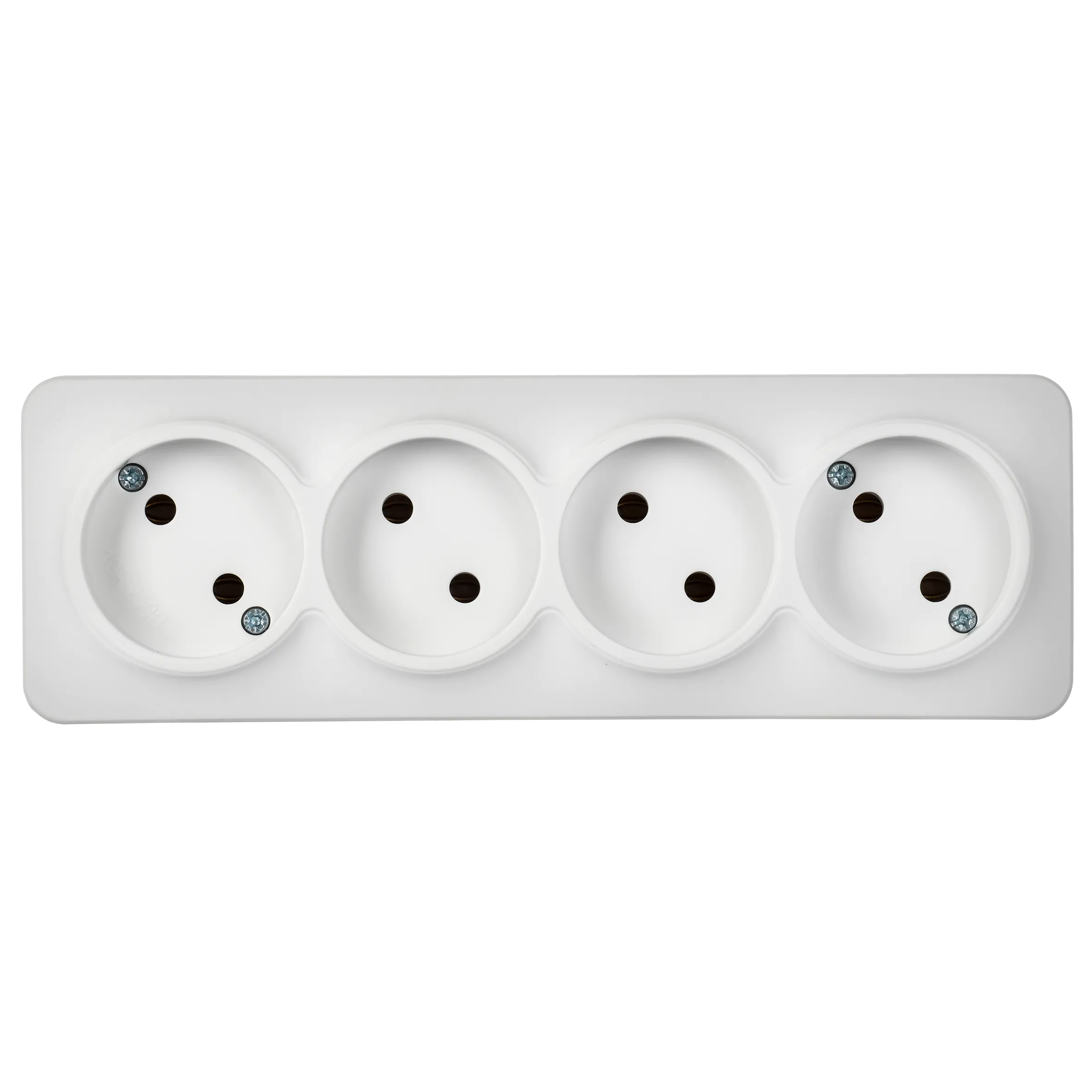 GLORY Розетка 4-местная для открытой установки без заземления без защитных шторок 10А РС24-2-ХБм белый матовый IEK - Фото 5