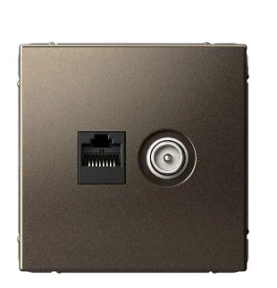 Розетка компьютерная + телевизионная 2-м ArtGallery RJ45 + TV кат.5E мокко SE GAL000689