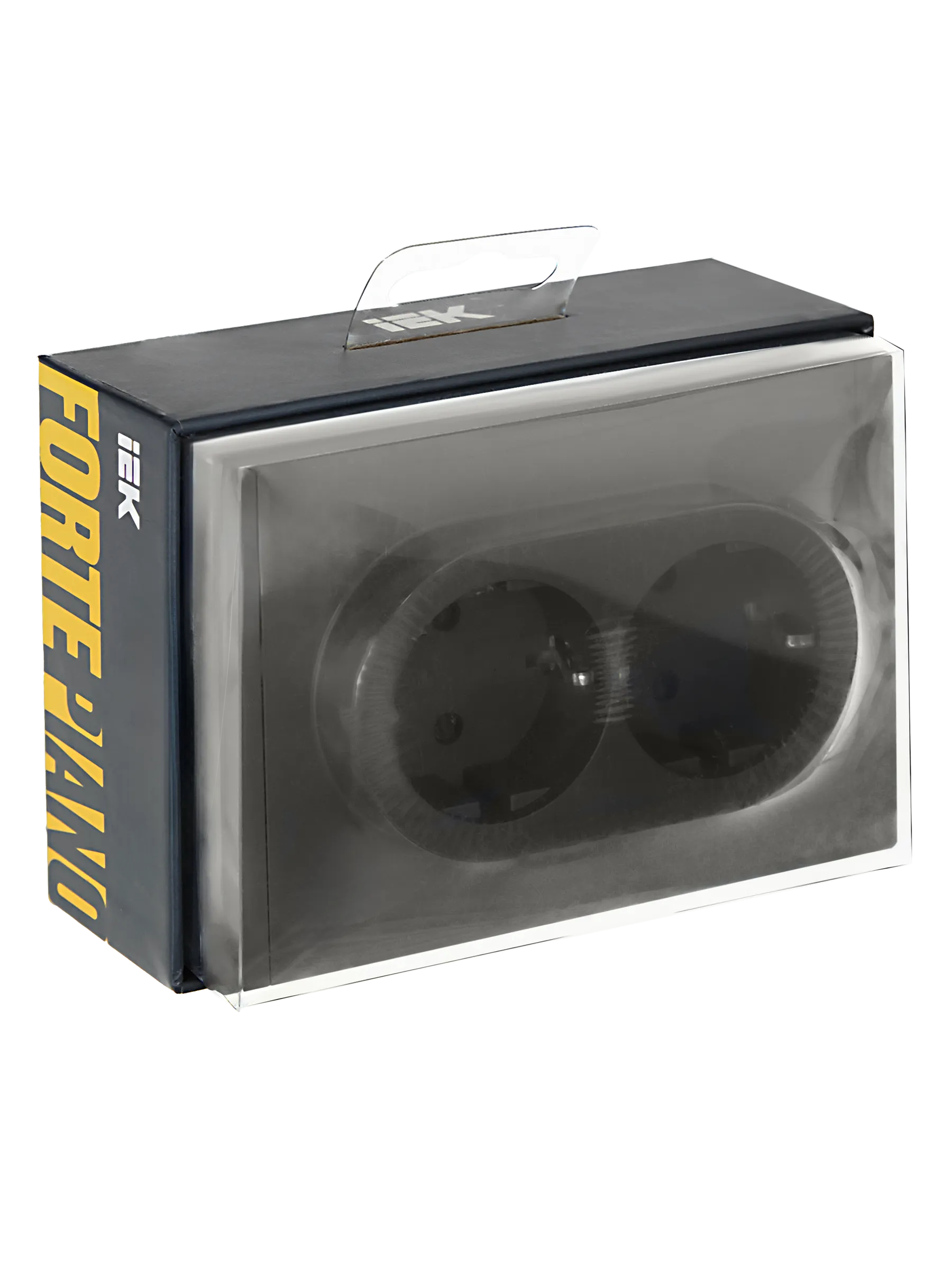 FORTE&PIANO Розетка 2-местная с заземлением с защитными шторками безвинтовое крепление 16А FP323 серый IEK - Фото 2