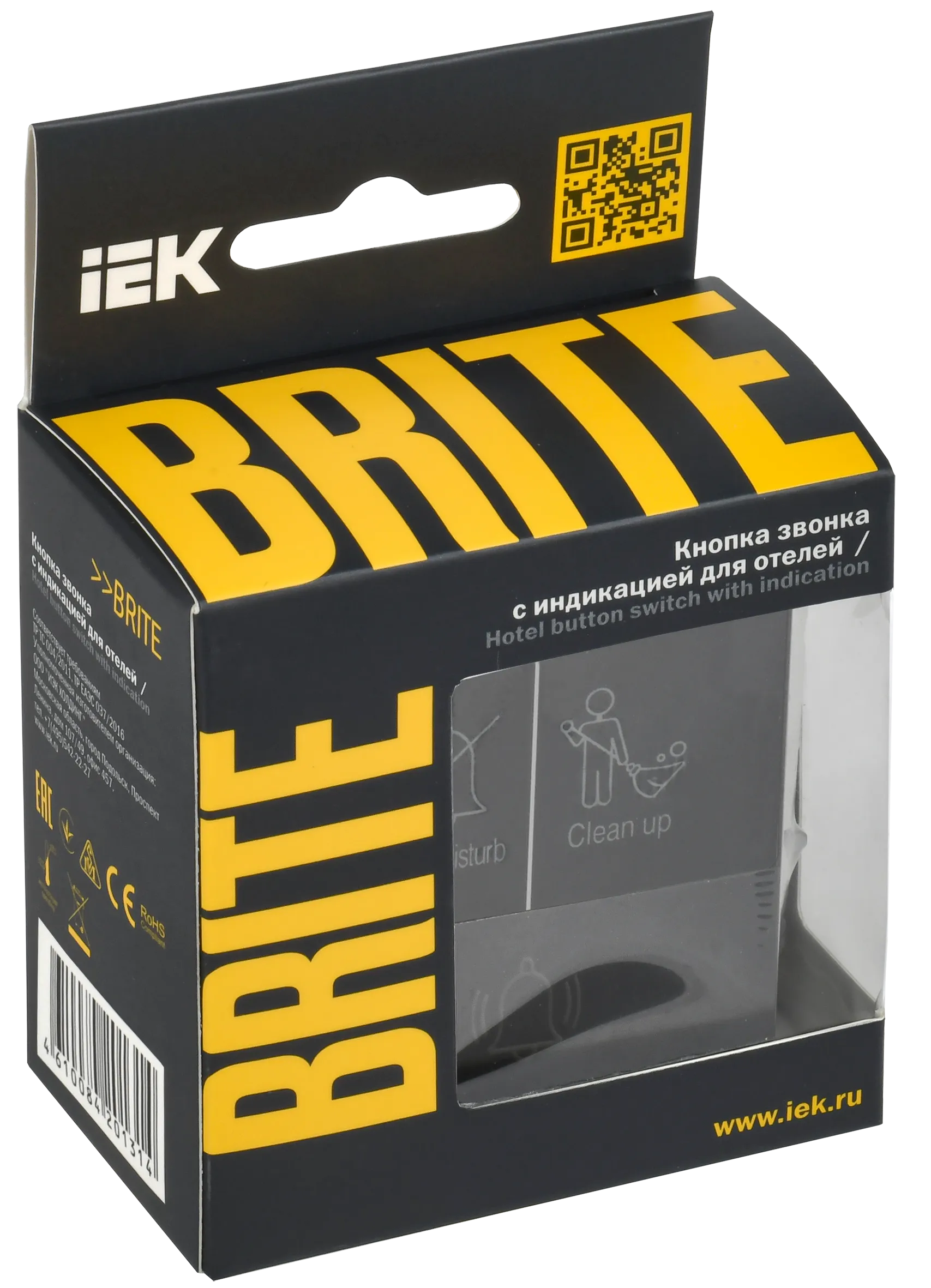 BRITE Кнопка звонка с индикацией для отелей 10А ВС10-1-9-БрГ графит IEK - Фото 2