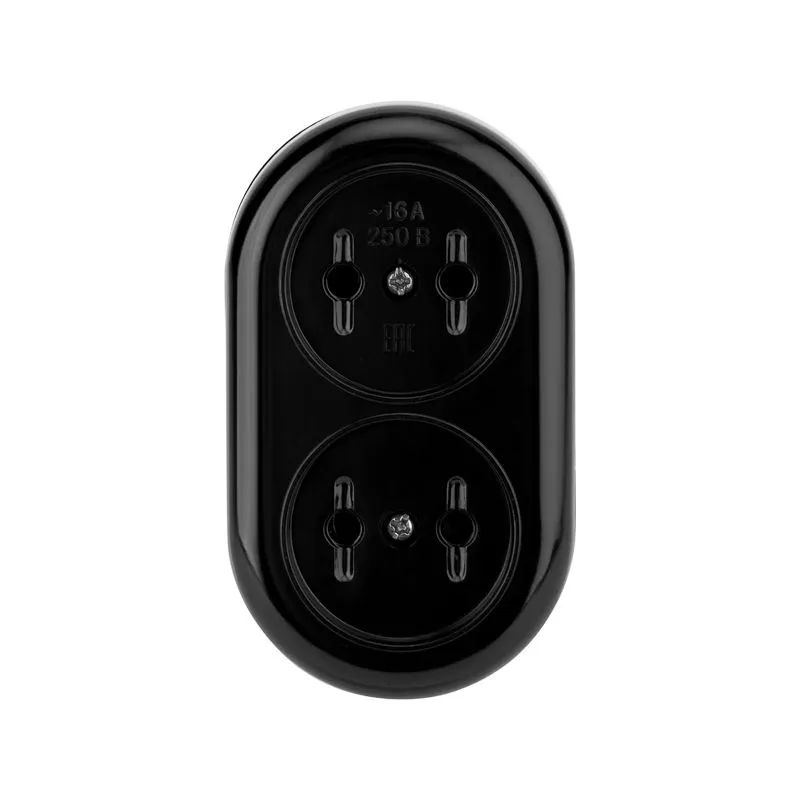 Колодка 2 гнезда карболитовая б/з 16А, черная REXANT - Фото 2