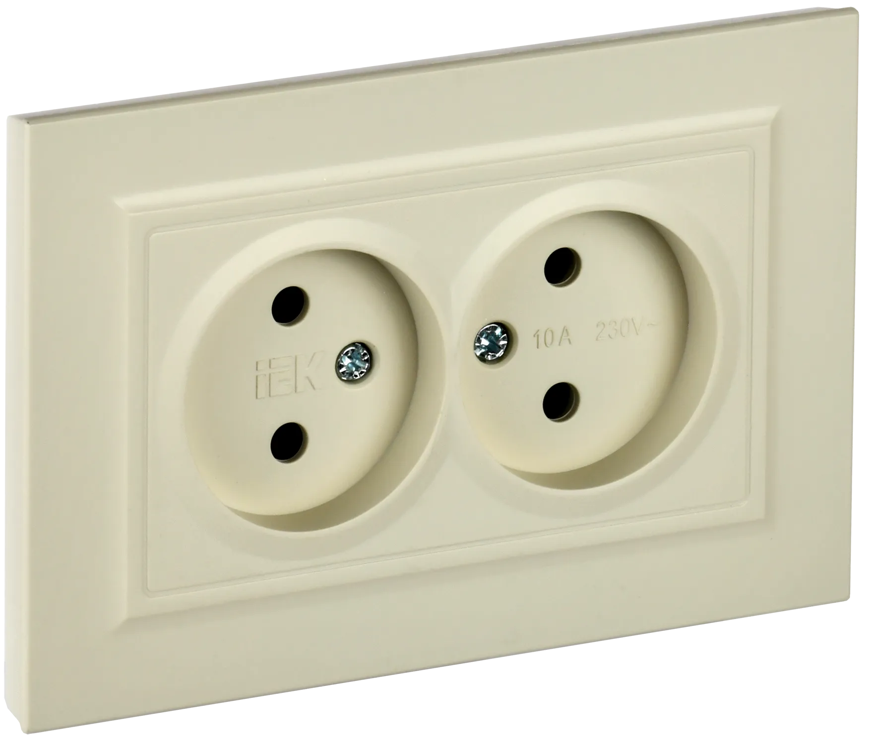 BRITE Розетка 2-местная без заземления без защитных шторок 10А в сборе РС12-2-БрКр бежевый IEK