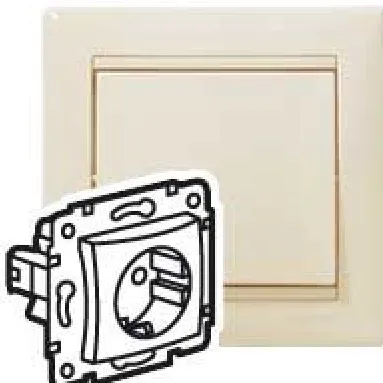 VALENA DIY Розетка 1-местная с заземлением без защитных шторок 16А слоновая кость 695612