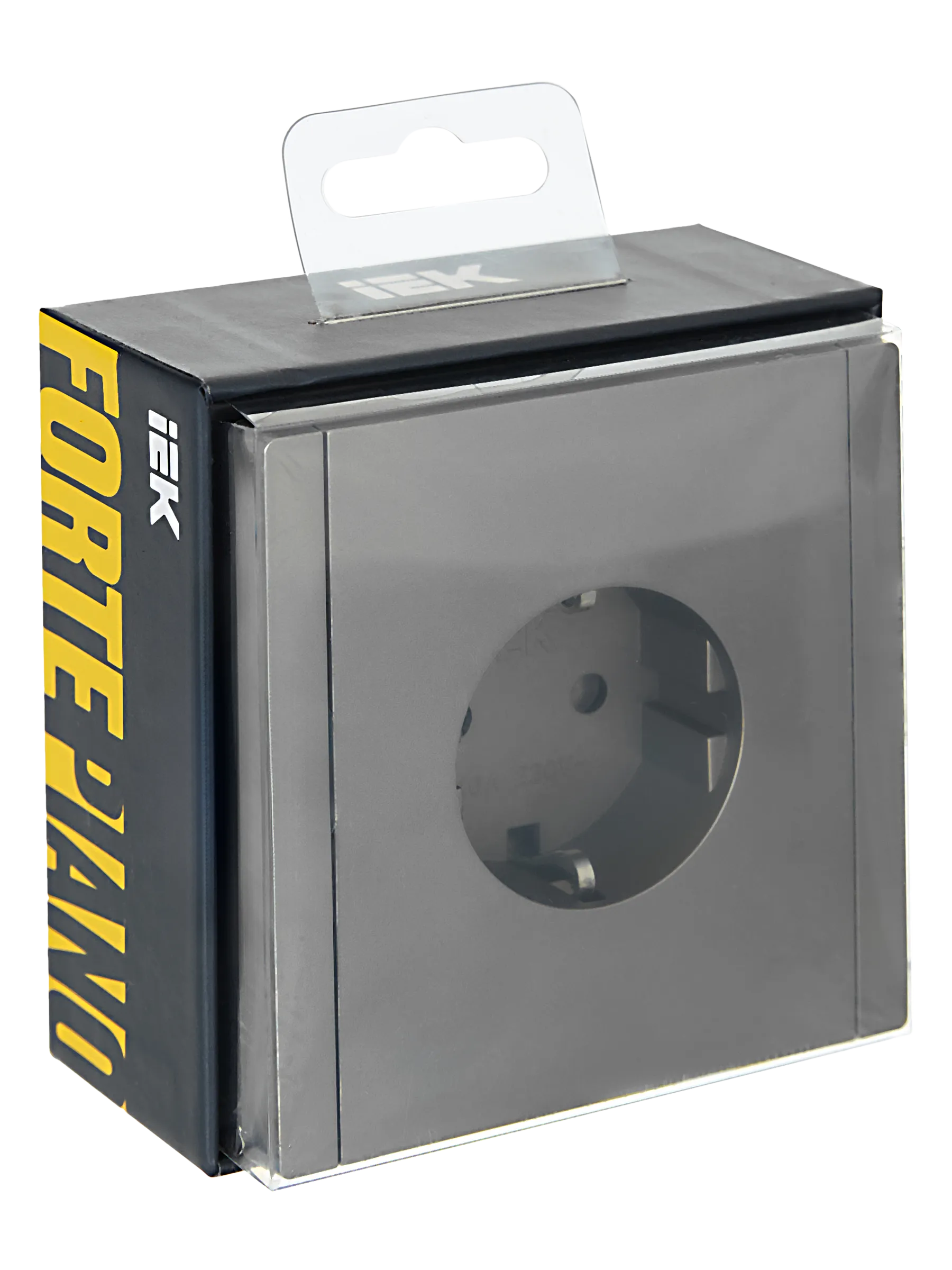 FORTE&PIANO Розетка 1-местная с заземлением без защитных шторок безвинтовое крепление 16А FP514 сталь IEK - Фото 2