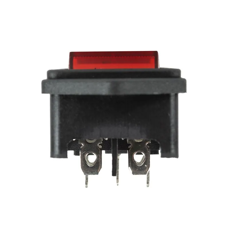 Выключатель клавишный 250 V 6 А (4с) ON-OFF красный с подсветкой и штекером C14 3PIN  REXANT - Фото 3