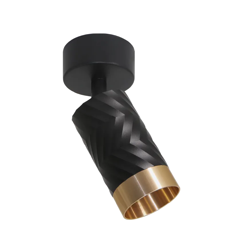 Накладной светильник WOLTA WSL-GU10/S09BG IP20 под лампу GU10 Чёрный/золото LINEA D60x170 1/50 - Фото 5