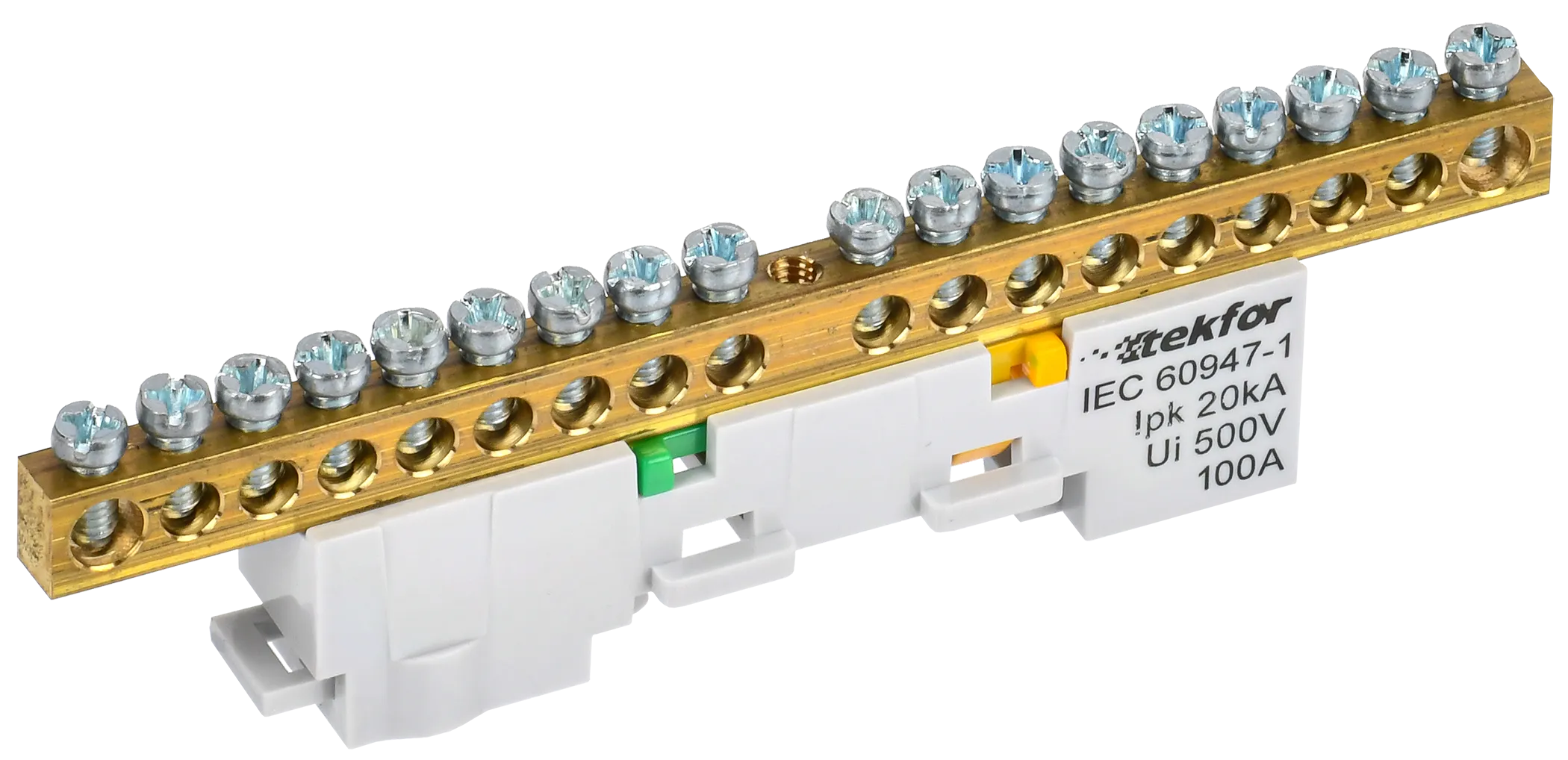 TEKFOR Шина PE "земля" неизолированная на универсальном держателе 6х9-18-Ж IEK TF-NN10-18-DL-K05