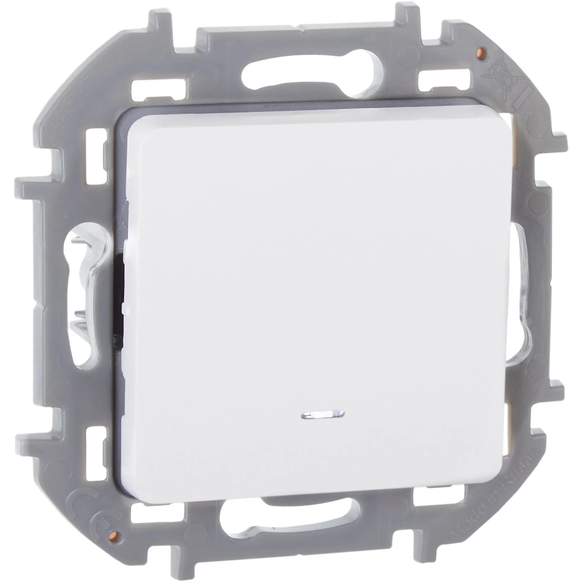 INSPIRIA Выключатель 1-клавишный с подсветкой/индикацией схема 1L 10АХ безвинтовые зажимы белый - Фото 6