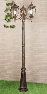 Светильник уличный трехрожковый на столбе IP44 Andromeda F/3 черное золото GLYF-8024F/3 Elektrostand a028000