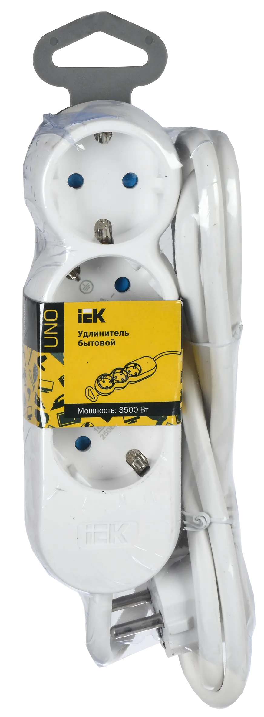 Удлинитель У03 3 места с заземлением 5м 3х1,5мм2 16А/250В UNO IEK - Фото 2