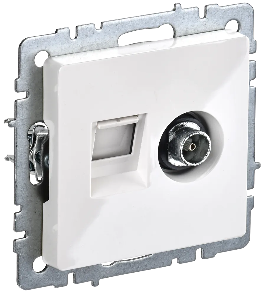 BRITE Розетка двойная TV+RJ45 кат.5E РТВ/РК12-БрБ белый IEK