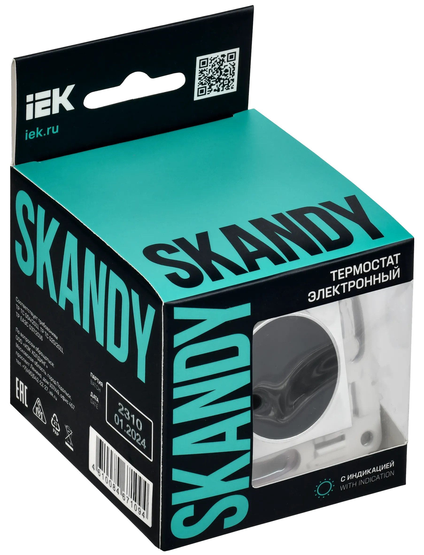 SKANDY Термостат электронный с индикацией SK-T01W арктический белый IEK для электромонтажа - Фото 2