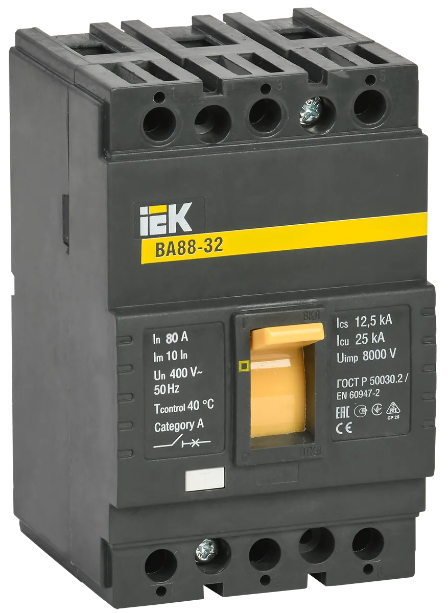 Выключатель автоматический ВА88-32 3Р 80А 25кА IEK