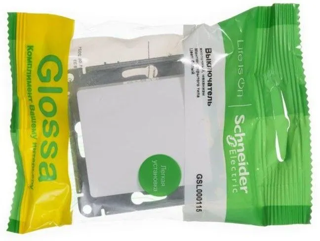 Кнопка нажимная 1-кл. СП Glossa 10А IP20 (сх. 1) 10AX механизм бел. SE GSL000115