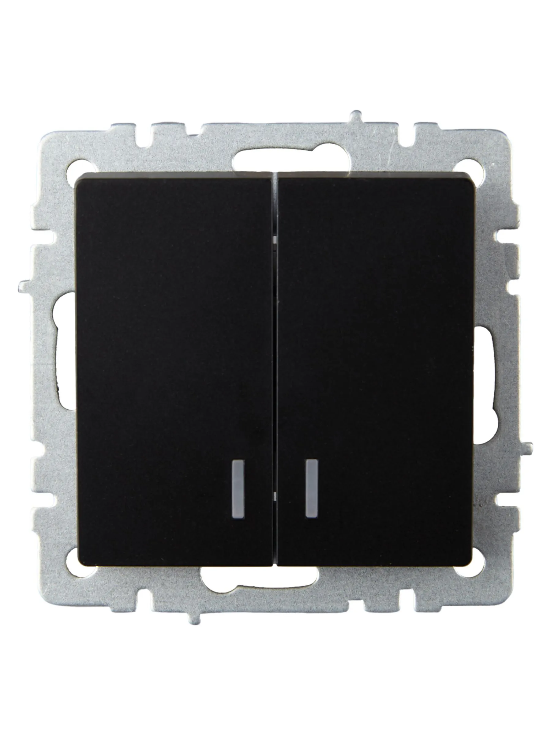 BRITE Выключатель 2-клавишный с индикацией 10А ВС10-2-1-БрЧ черный IEK - Фото 2