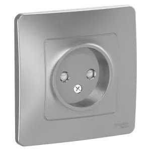 Розетка 1-м СП Blanca 16А IP20 250В без заземл. защ. шторки алюм. SE BLNRS000113 1210328