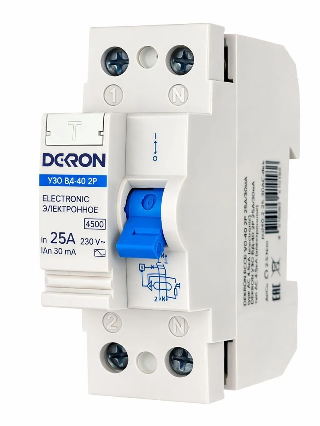 Устройства защитного отключения УЗО ВД-40 2P 25А/30мА тип АС 4.5кА - Фото 3