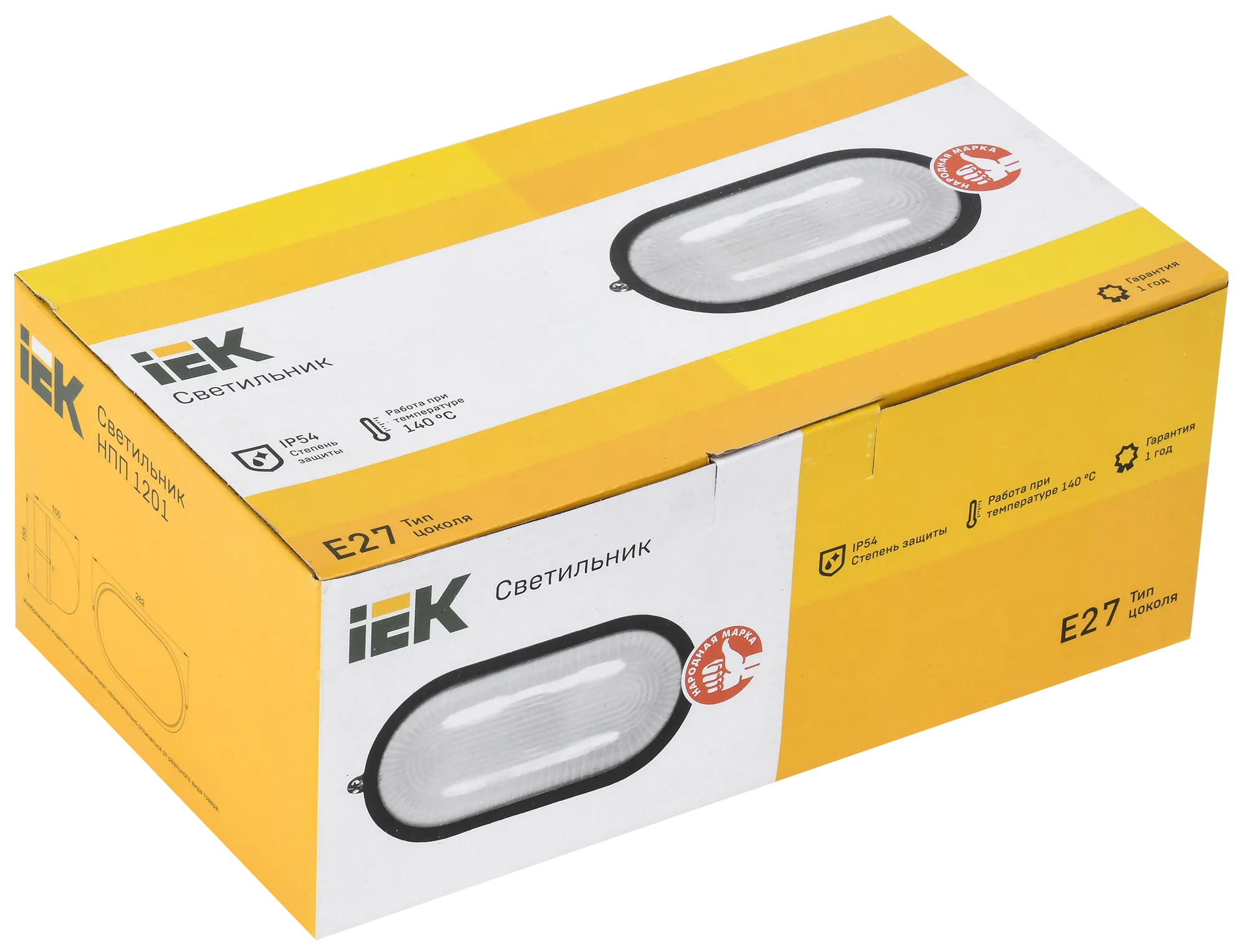 Светильник НПП1201 овал 100Вт IP54 белый IEK - Фото 2