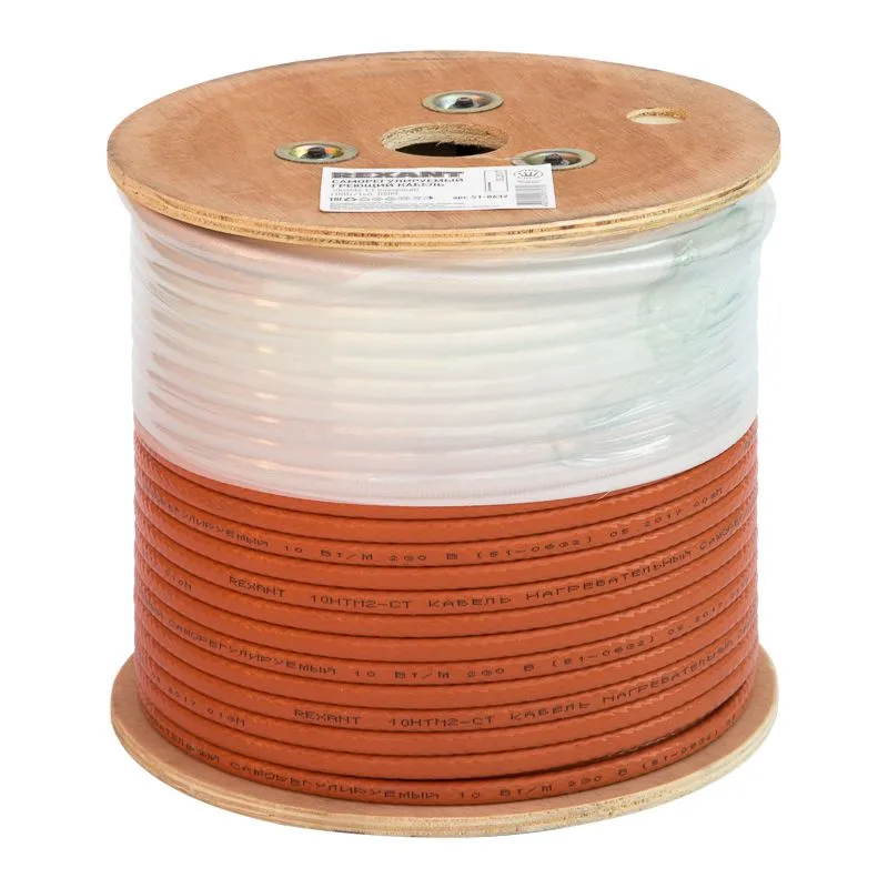 Кабель греющий саморегулирующийся 10HTM2-CT пищевой, 10Вт/м, бухта 100м REXANT