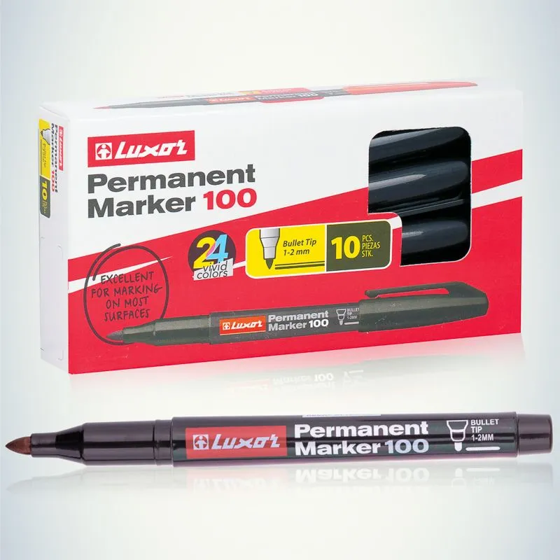 Маркер перманентный 1-2мм, черный, пулевидный Luxor 100 - Фото 3