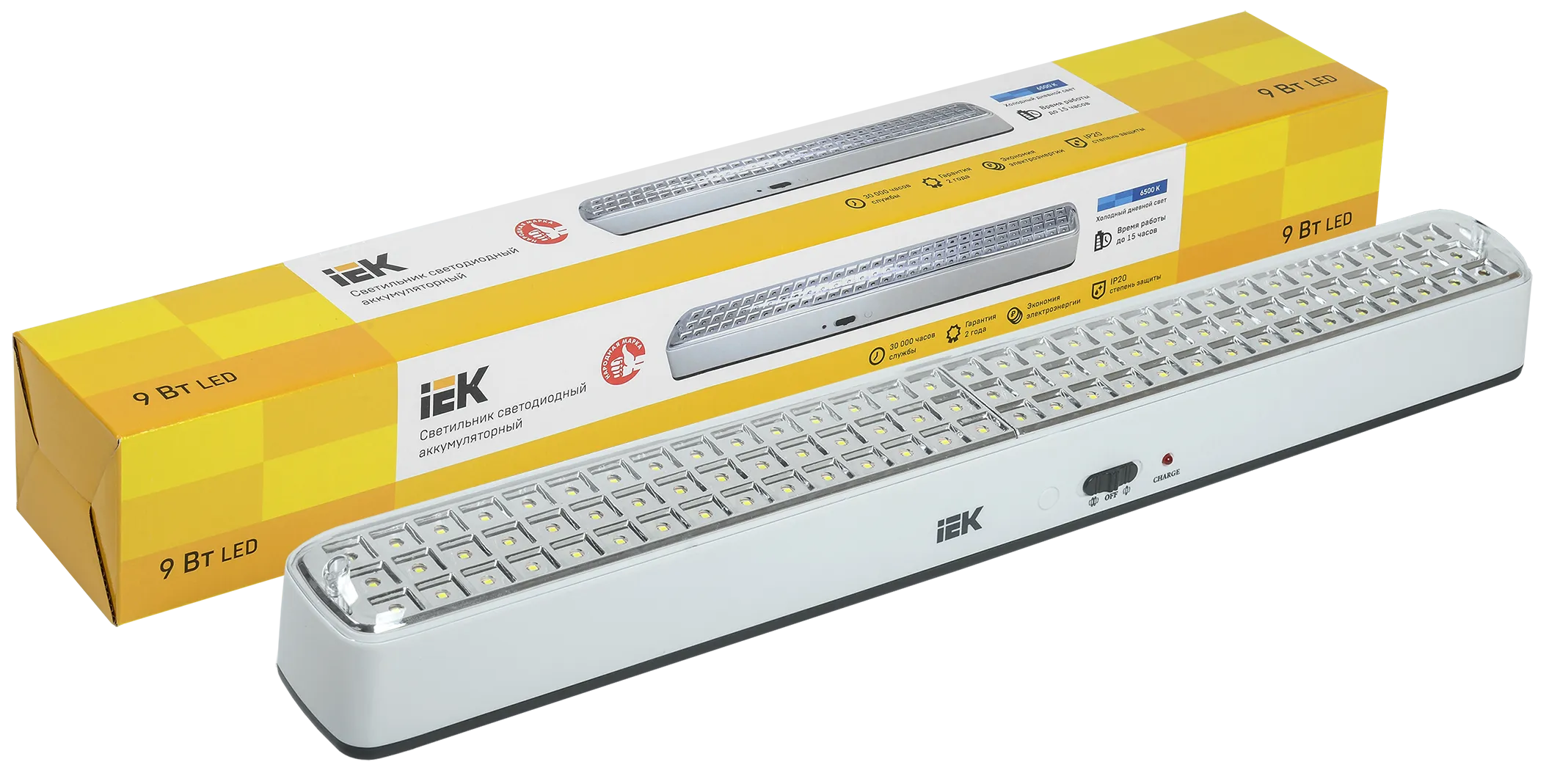 Светильник светодиодный аккумуляторный ДБА 3927 15ч 9Вт IEK - Фото 2