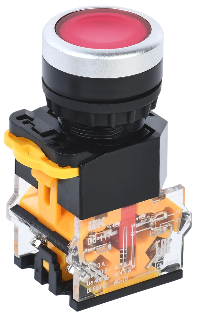 Кнопка управления D8-11T d=22мм 1з+1р с фиксацией красная IEK
