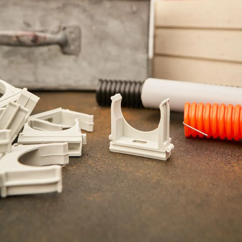 Крепеж-клипса для трубы ø32мм серая (10 шт/уп) REXANT - Фото 2