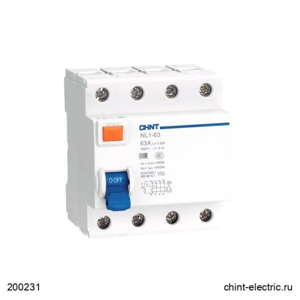 Устройство Защитного Отключения УЗО NL1-63 6kA 4P 63A 300mA тип AC (DB) (R) CHINT