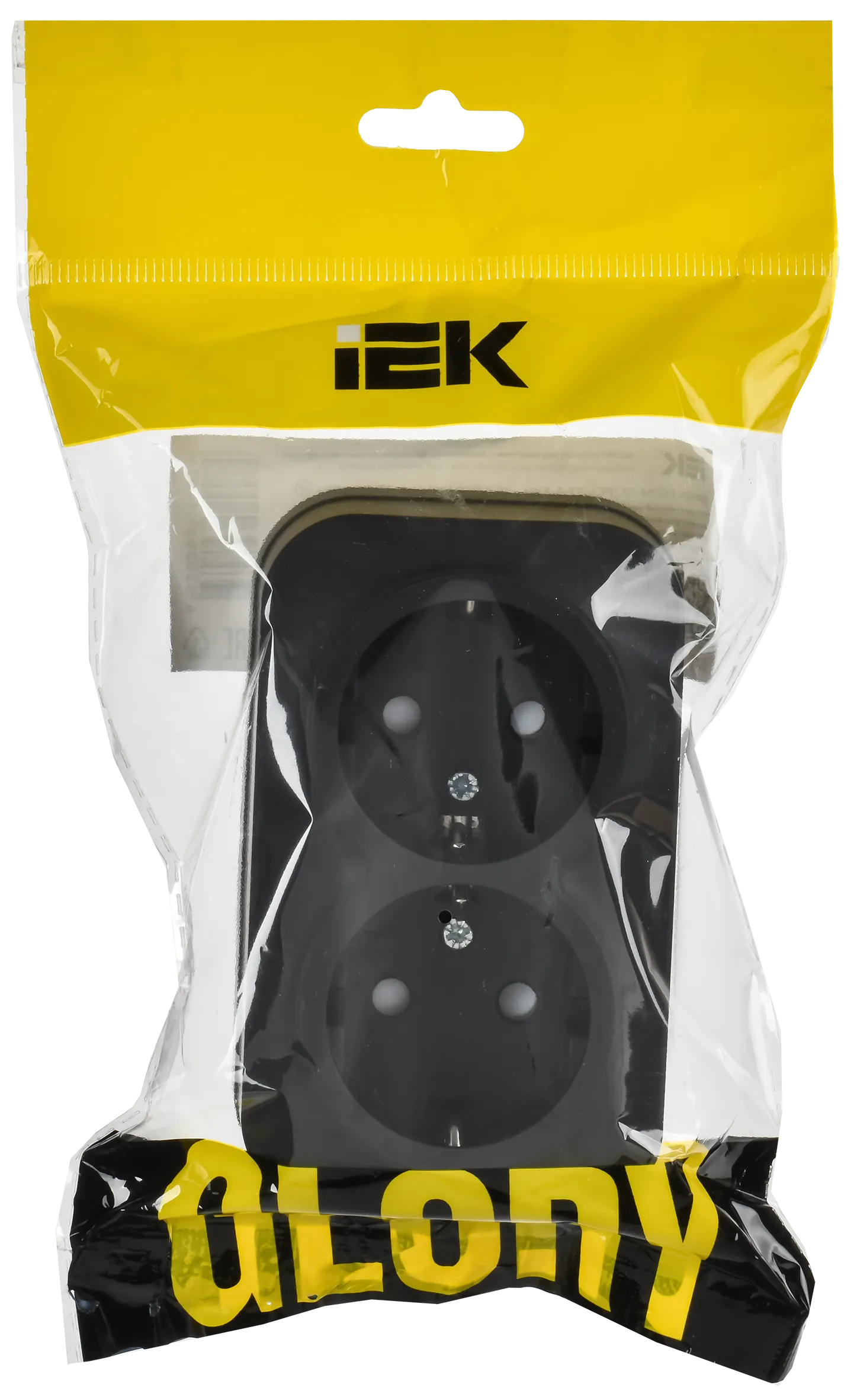 GLORY Розетка 2-местная для открытой установки с заземлением с защитными шторками 16А РСш22-3-ХЧм черный матовый IEK - Фото 2