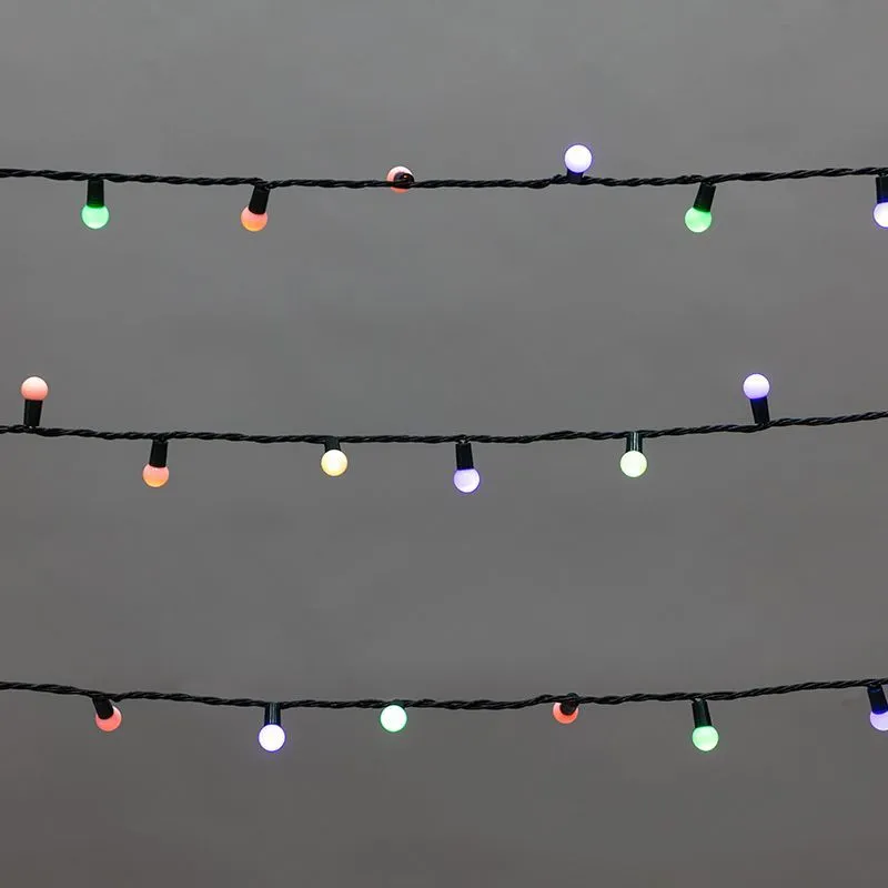 Гирлянда Мультишарики 20м, 200LED, диаметр 15мм, IP44, зеленый провод, свечение мульти (RG/RB), мигание, 230В NEON-NIGHT 303-609