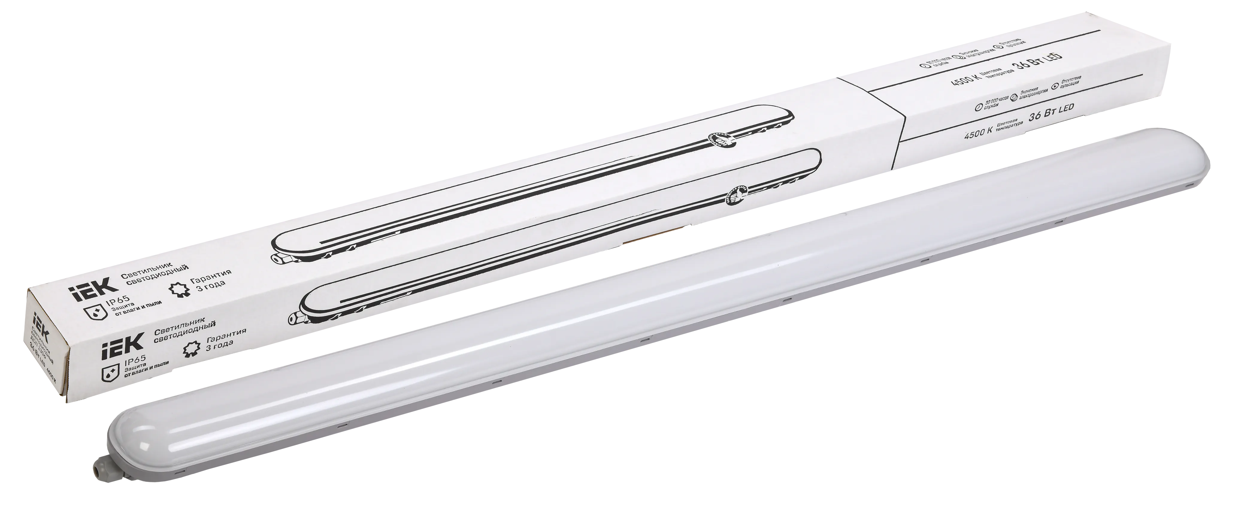 Светильник ДСП 1306 36Вт 4000К IP65 1200мм серый пластик IEK - Фото 2