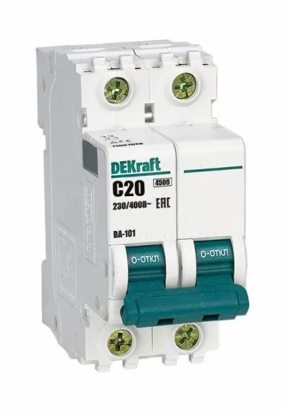 Выключатель автоматический модульный 2п C 20А 4.5кА ВА-101 DEKraft  11067DEK