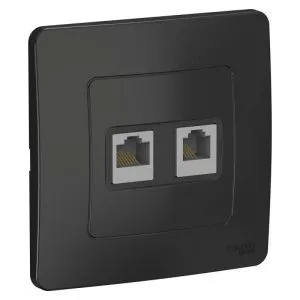 Розетка компьютерная + телефонная 2-м СП Blanca RJ45 кат.5E + RJ11 антрацит SE BLNIS045116 1210388