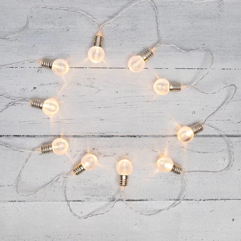 Гирлянда светодиодная Лампочки 10 LED, 1.5 м, прозрачный ПВХ, теплый белый цвет свечения, 2 х АА (батарейки не в комплекте) NEON-NIGHT 304-015