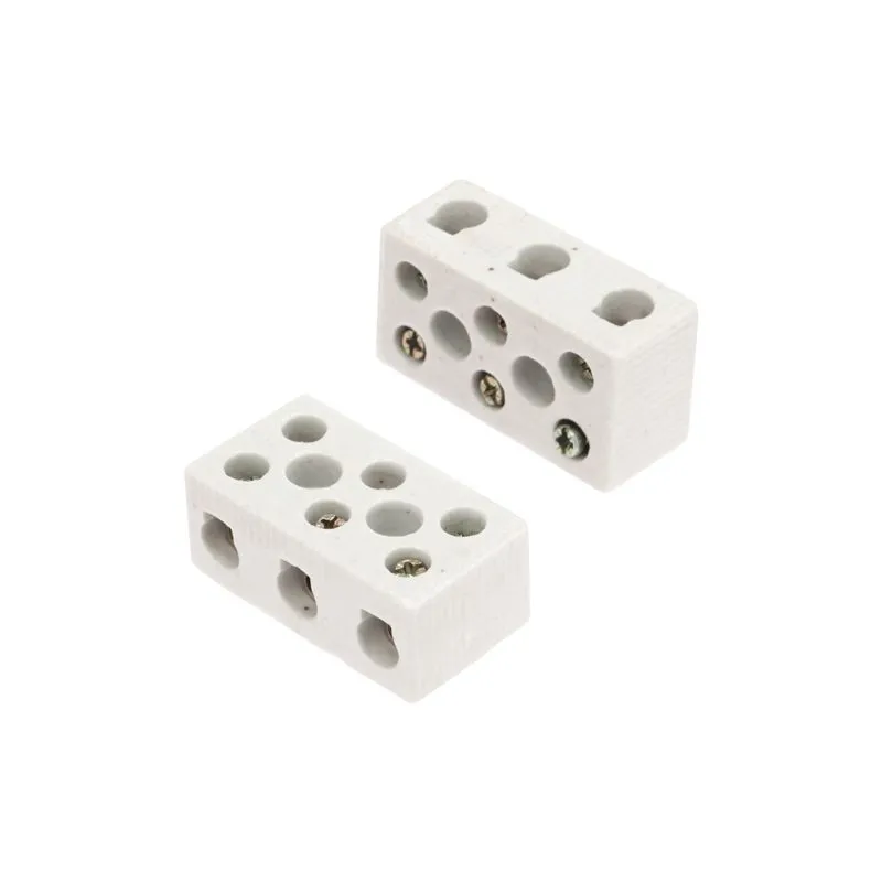 Клемма керамическая винтовая КВ 12 мм² 3 пары контактов с крепежным отверстием (45 шт./уп.) REXANT 