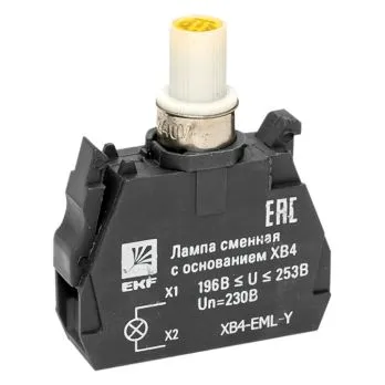 Лампа сменная c основанием XB4 желтая 230В