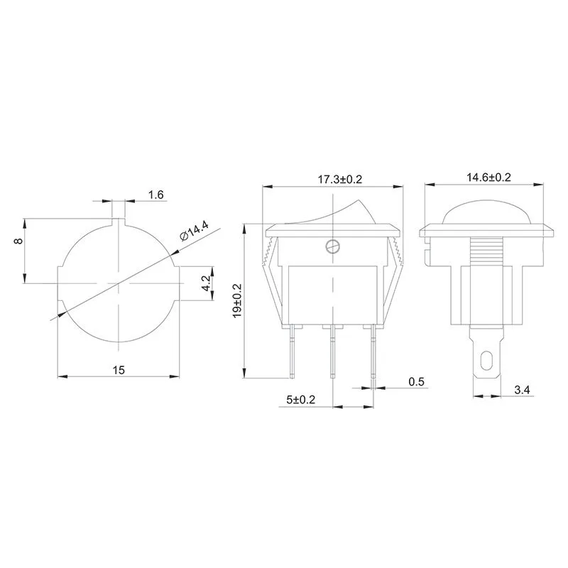 Выключатель клавишный круглый 250V 3А (3с) ON-OFF красный  с подсветкой  Micro  (RWB-106, SC-214)  REXANT Индивидуальная упаковка 1 шт - Фото 2