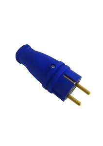 Вилка переносная прямая каучук В 16-001 (синий) с заземлением ВЭТП0013