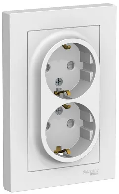 Розетка двойная AtlasDesign с заземл. со шторками 16А в сборе лотос SE ATN001326