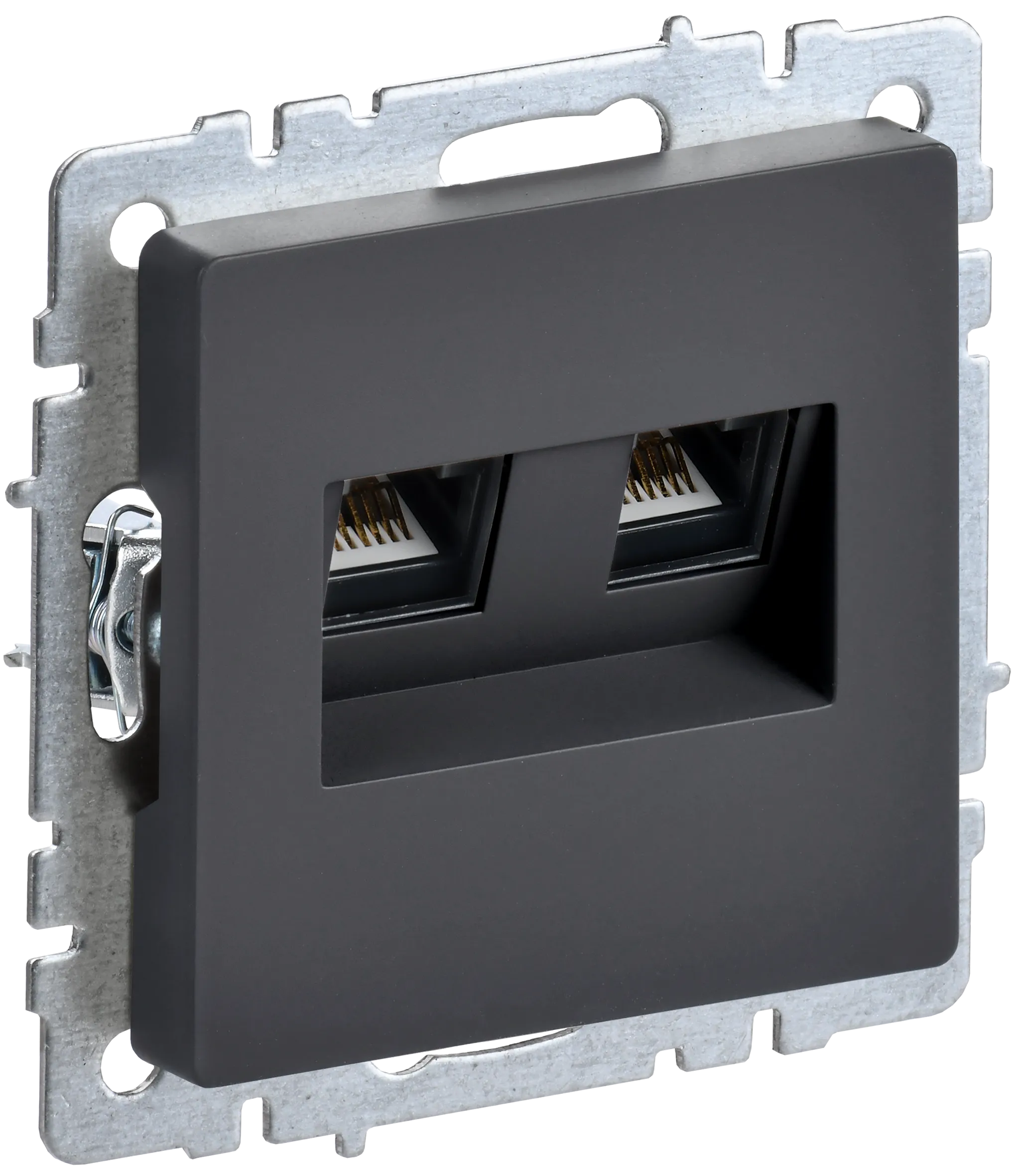 BRITE Розетка компьютерная двойная RJ45 кат.6 РК11-2-БрГ графит IEK