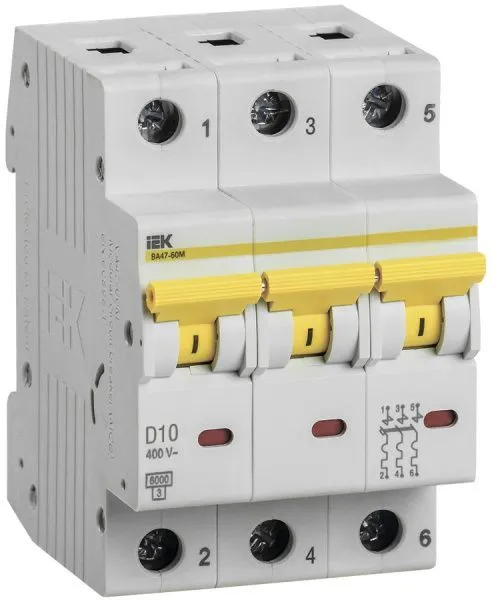 KARAT Автоматический выключатель ВА47-60M 3P D 10А 6кА IEK