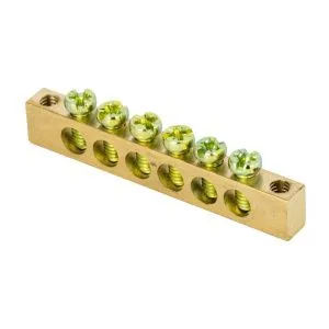 Шина PEN "ноль-земля" (6x9мм) 6 отв. латунь крепеж по краям EKF 