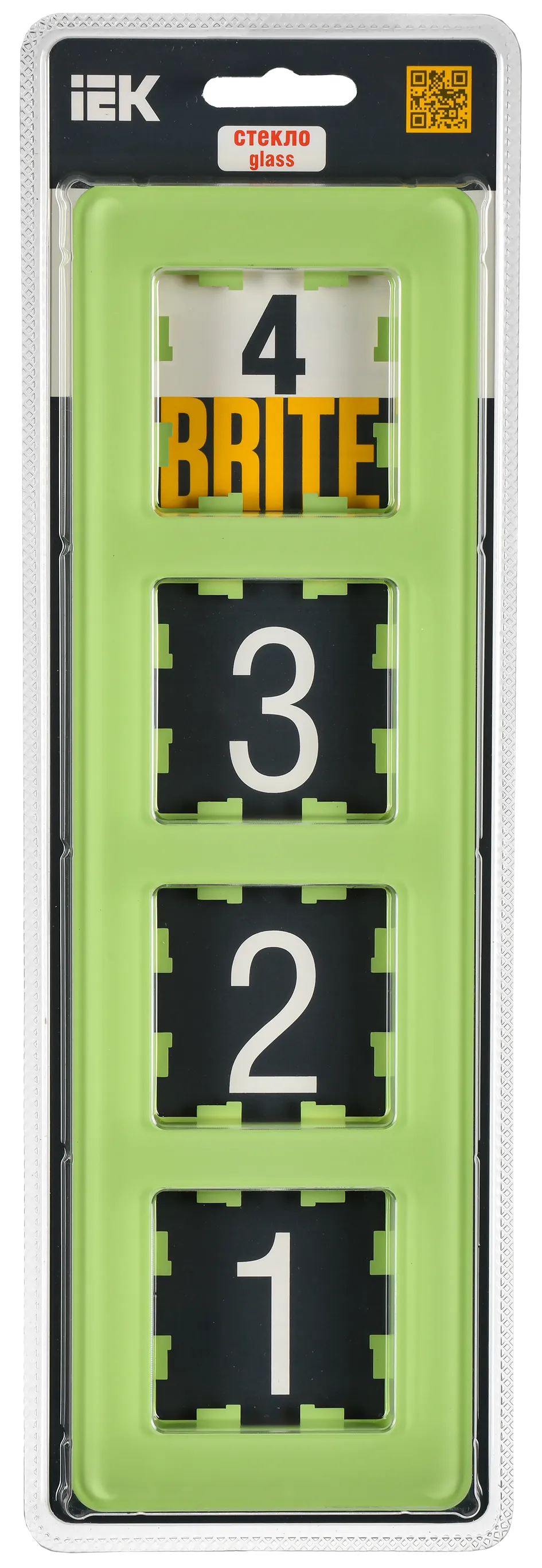 BRITE Рамка 4-местная РУ-4-2-Бр стекло эко грин RE IEK - Фото 2