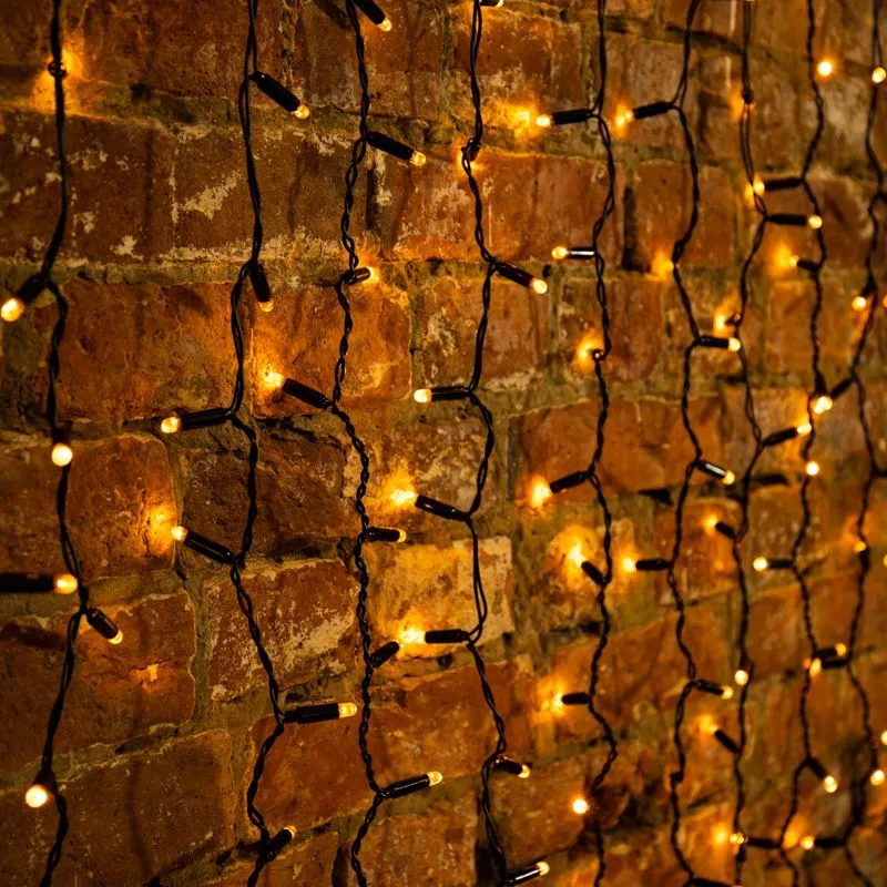 Гирлянда Светодиодный Дождь 2х3м, эффект мерцания, черный провод, 230 В, диоды ЖЁЛТЫЕ (шнур питания