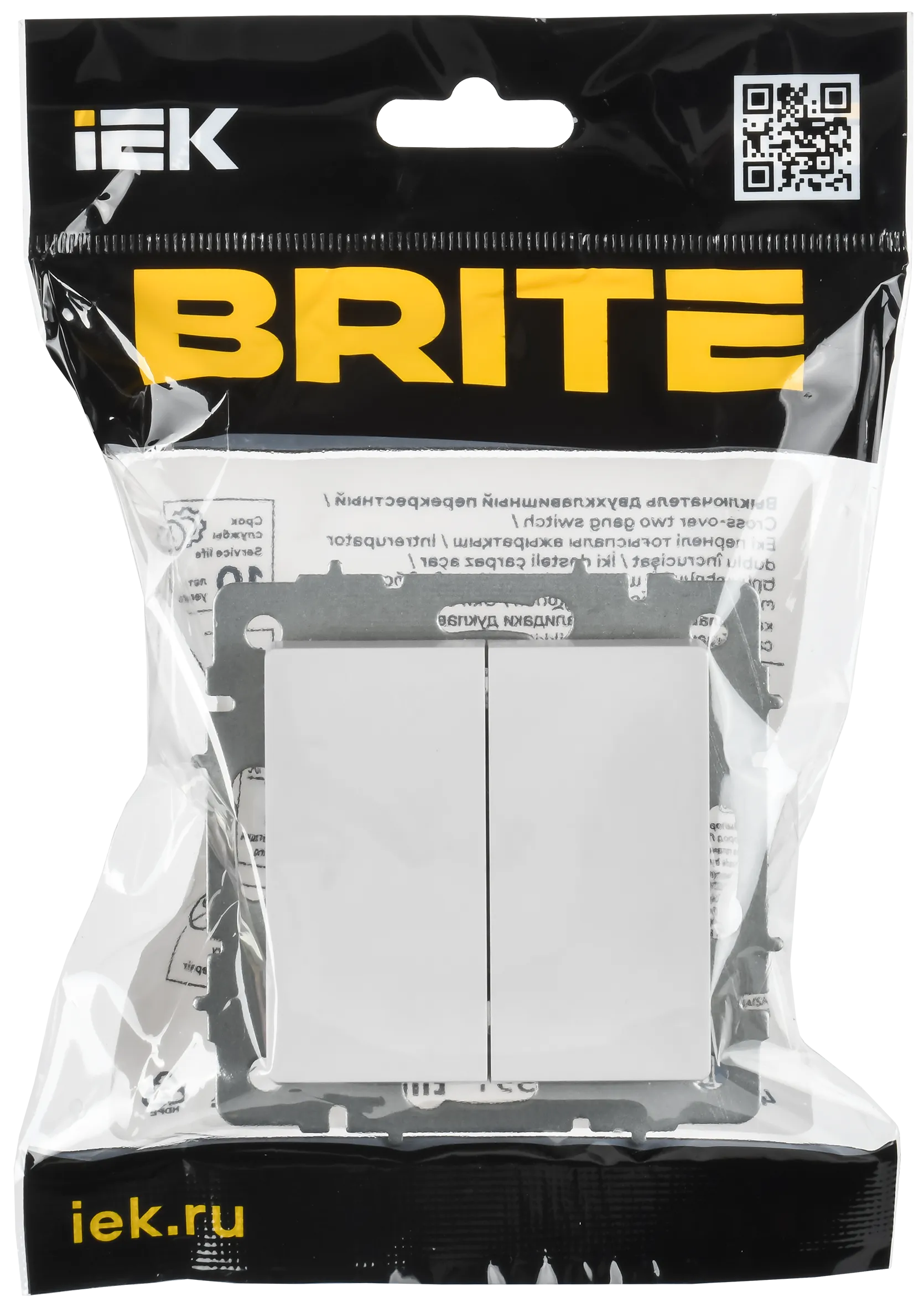 BRITE Выключатель 2-клавишный перекрестный 10А ВС10-2-3-БрБ белый IEK - Фото 2